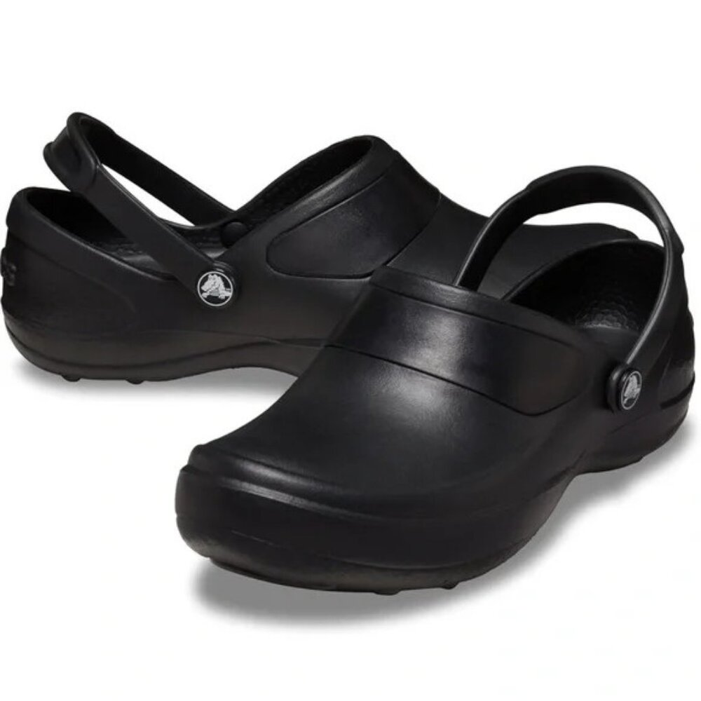 CROCS Classic Black Clogs with Heel Strap